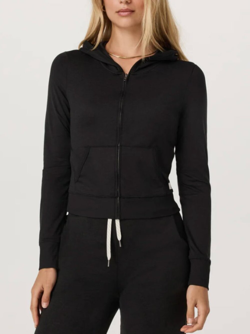 Vuori Halo Mini Full Zip Hoodie - Black Heather - Women's XS